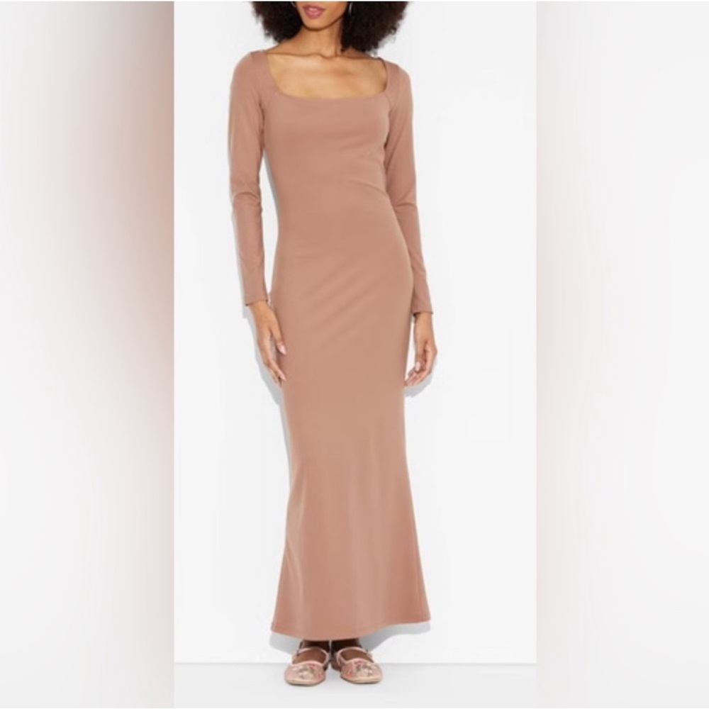 Wild Fable Dark Taupe, Long Sleeve Butterbliss Maxi Bodycon Dress, Size M NWT